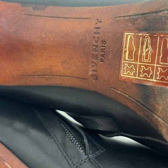 Givenchy Womens Black Leather Round Toe High Heel Ankle Zip Booties Shoes Sz 7.5 - Picture 9 of 11